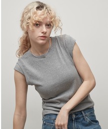 キャップスリーブカットソートップスTシャツ