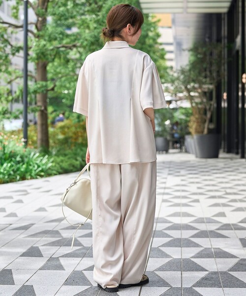 RONEL(ロネル)の「【RONEL】ワッシャーカルゼ ハーフスリーブブラウス(シャツ/ブラウス・レディース・ブラック/ナチュラル・FREE)」の10枚目の写真