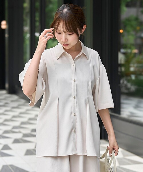 RONEL(ロネル)の「【RONEL】ワッシャーカルゼ ハーフスリーブブラウス(シャツ/ブラウス・レディース・ブラック/ナチュラル・FREE)」の11枚目の写真