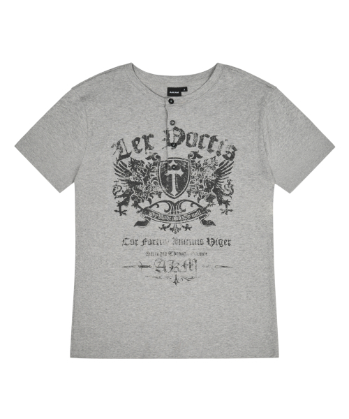 AAKAM(アーカム)の「Shield Henry Neck Half Top (Gray)(Tシャツ/カットソー・レディース・その他・1/2/3)」の1枚目の写真