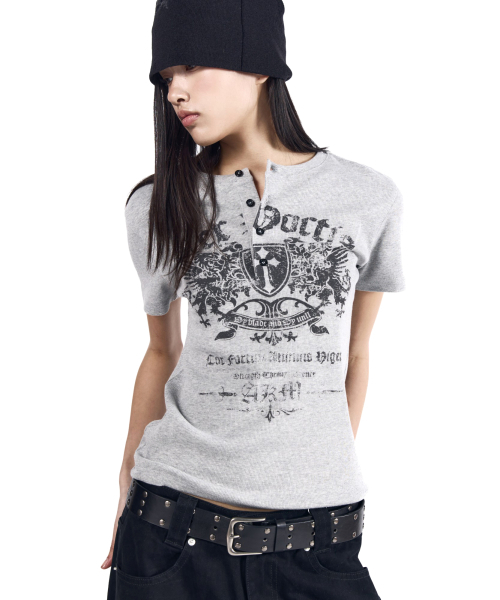 AAKAM(アーカム)の「Shield Henry Neck Half Top (Gray)(Tシャツ/カットソー・レディース・その他・1/2/3)」の7枚目の写真