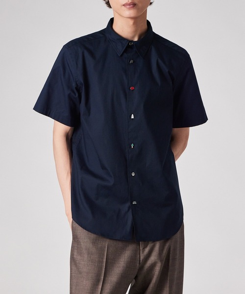 Paul Smith（ポールスミス）の「チャームボタン 半袖シャツ / 163313 127YC（シャツ/ブラウス・メンズ・ホワイト/ネイビー・XX-LARGE/X-LARGE/LARGE/MEDIUM/SMALL）」の4枚目の写真
