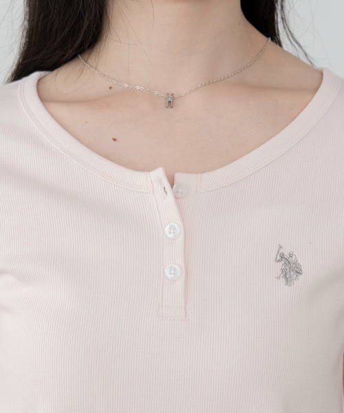 U.S. POLO ASSN.(ユーエスポロアッスン)の「∴WEGO/【WEB限定】U.S. POLO ASSN.別注ヘンリーネックT(Tシャツ/カットソー・レディース・ライトグレー/アイボリー/ライトピンク/ネイビー・FREE)」の19枚目の写真