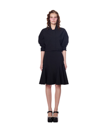 Side seam ruffle midi skirt