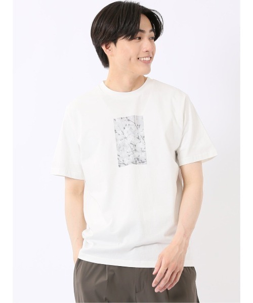 TAKA-Q(タカキュー)の「綿100% コットン 天竺 フォト プリント クルーネック 半袖 Tシャツ メンズ(Tシャツ/カットソー・メンズ・カーキ/アイボリー/グレー系その他2/オリーブ・MEDIUM/LARGE/X-LARGE)」の1枚目の写真