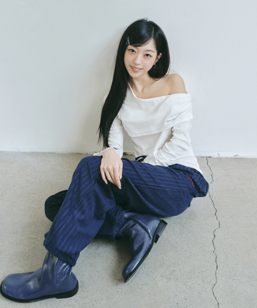 NICK&NICOLE(ニックアンドニコール)の「STRIPE EASY WIDE PANTS_NAVY(スウェットパンツ・レディース・その他・FREE)」の3枚目の写真