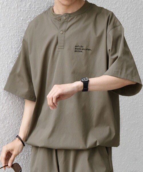 SHIPS any（シップス エニィ）の「【WEB限定】SHIPS any:〈吸水速乾/UVカット〉ドライタッチ ヘンリーネック Tシャツ＋イージーショーツ＋パッカブルバッグ 3点セット◇（Tシャツ/カットソー・メンズ・ネイビー/ベージュ/ブラック・SMALL/LARGE/MEDIUM）」の7枚目の写真