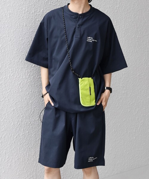 SHIPS any（シップス エニィ）の「【WEB限定】SHIPS any:〈吸水速乾/UVカット〉ドライタッチ ヘンリーネック Tシャツ＋イージーショーツ＋パッカブルバッグ 3点セット◇（Tシャツ/カットソー・メンズ・ネイビー/ベージュ/ブラック・SMALL/LARGE/MEDIUM）」の15枚目の写真