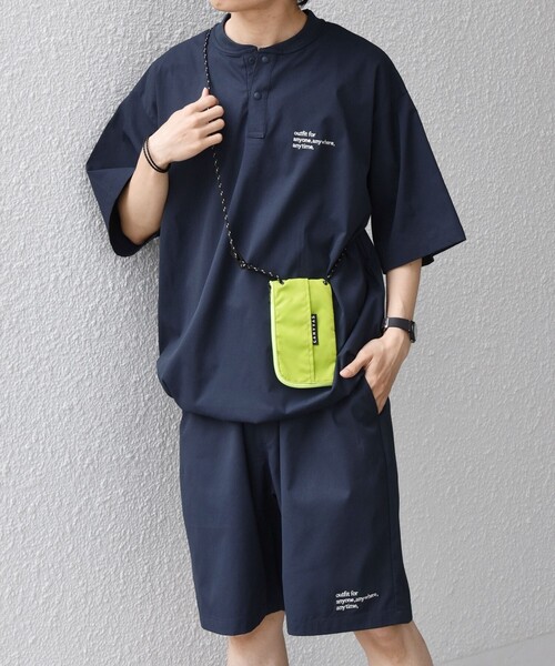 SHIPS any（シップス エニィ）の「【WEB限定】SHIPS any:〈吸水速乾/UVカット〉ドライタッチ ヘンリーネック Tシャツ＋イージーショーツ＋パッカブルバッグ 3点セット◇（Tシャツ/カットソー・メンズ・ネイビー/ベージュ/ブラック・SMALL/LARGE/MEDIUM）」の16枚目の写真