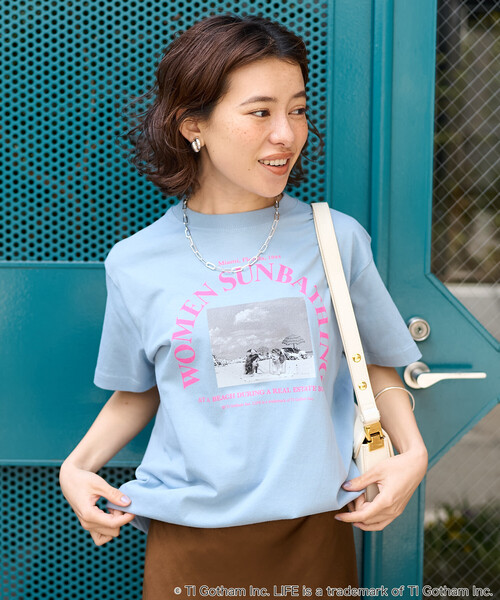 FREAK'S STORE（フリークスストア）の「PHOTO T-SHIRT/ガールズ フォトTシャツ（Tシャツ/カットソー・レディース・ピンク/ホワイト/イエロー/サックスブルー/チャコールグレー・ﾌﾘ-）」の13枚目の写真