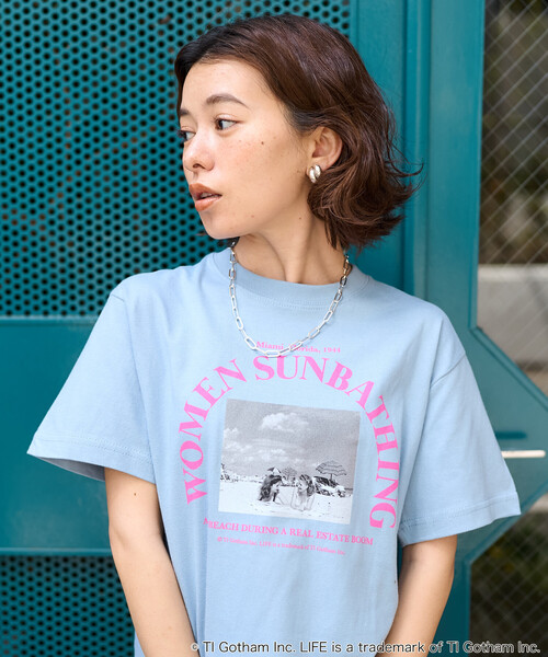 FREAK'S STORE（フリークスストア）の「PHOTO T-SHIRT/ガールズ フォトTシャツ（Tシャツ/カットソー・レディース・ピンク/ホワイト/イエロー/サックスブルー/チャコールグレー・ﾌﾘ-）」の17枚目の写真