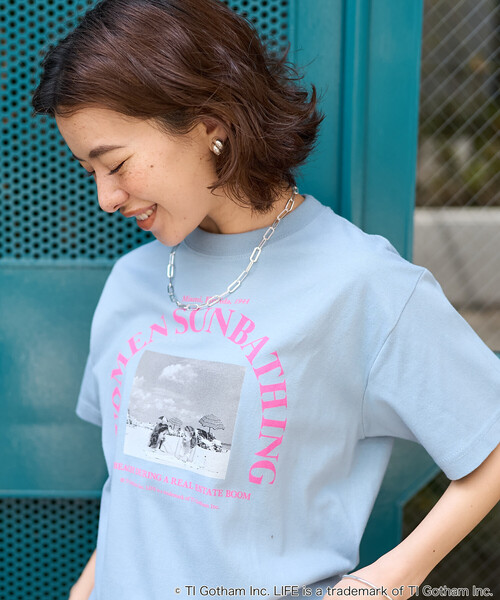 FREAK'S STORE（フリークスストア）の「PHOTO T-SHIRT/ガールズ フォトTシャツ（Tシャツ/カットソー・レディース・ピンク/ホワイト/イエロー/サックスブルー/チャコールグレー・ﾌﾘ-）」の19枚目の写真