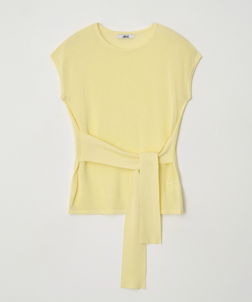 Ellioti(エリオティ)の「Neris Wrap Knit Half Ts_3Color(Tシャツ/カットソー・レディース・ブラック/LIME/アイボリー・FREE)」の6枚目の写真