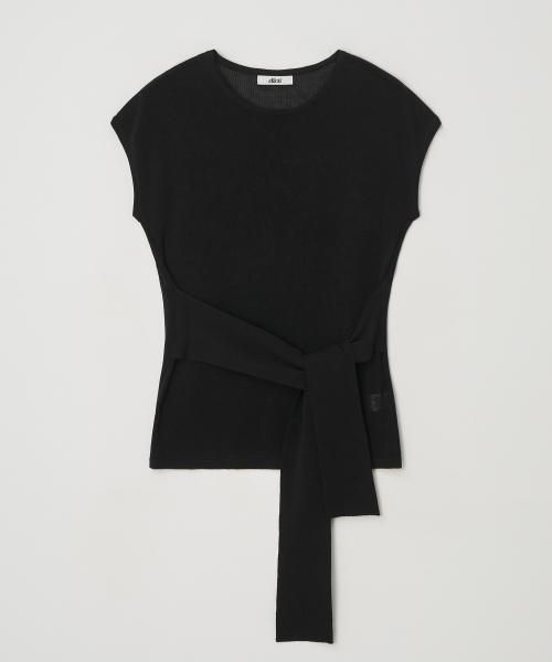 Ellioti(エリオティ)の「Neris Wrap Knit Half Ts_3Color(Tシャツ/カットソー・レディース・ブラック/LIME/アイボリー・FREE)」の7枚目の写真