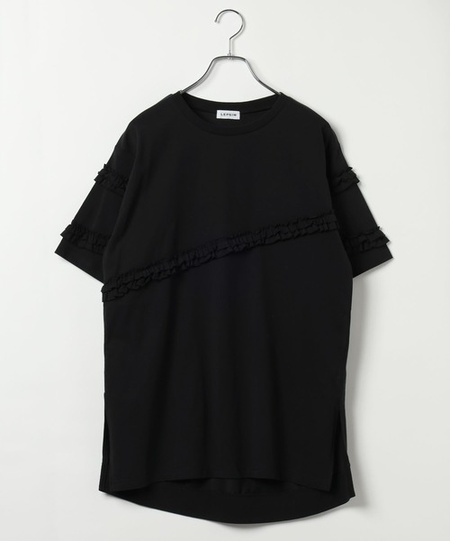 LEPSIM(レプシィム)の「アソートフリルチュニック 740448(Tシャツ/カットソー・レディース・オフホワイト/ブラック系その他/チャコールグレー/ブラック・FREE)」の3枚目の写真