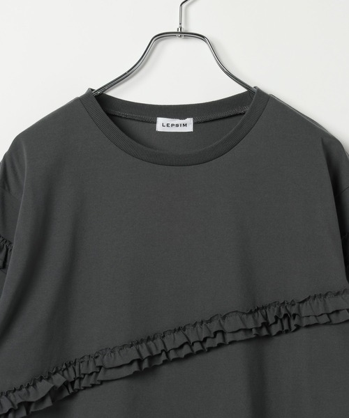LEPSIM(レプシィム)の「アソートフリルチュニック 740448(Tシャツ/カットソー・レディース・オフホワイト/ブラック系その他/チャコールグレー/ブラック・FREE)」の6枚目の写真