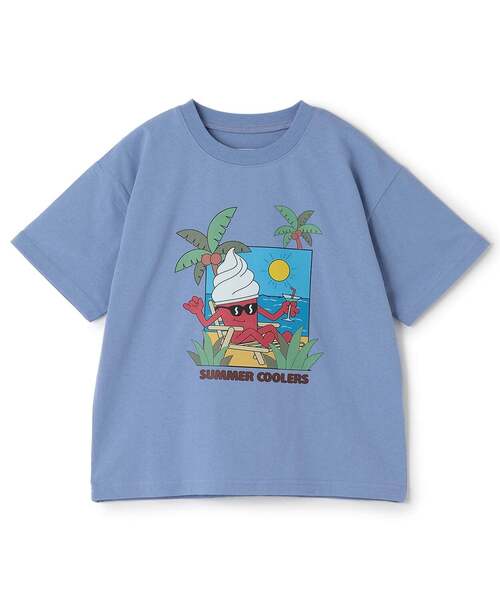 and D. petit main(アンドディープティマイン)の「【綿100】【365D】OFUZAKEサマーTEE(Tシャツ/カットソー・キッズ・ブルー系その他/イエロー/チャコール/オートミール・110cm/130cm/120cm/100cm/90cm/140cm)」の1枚目の写真