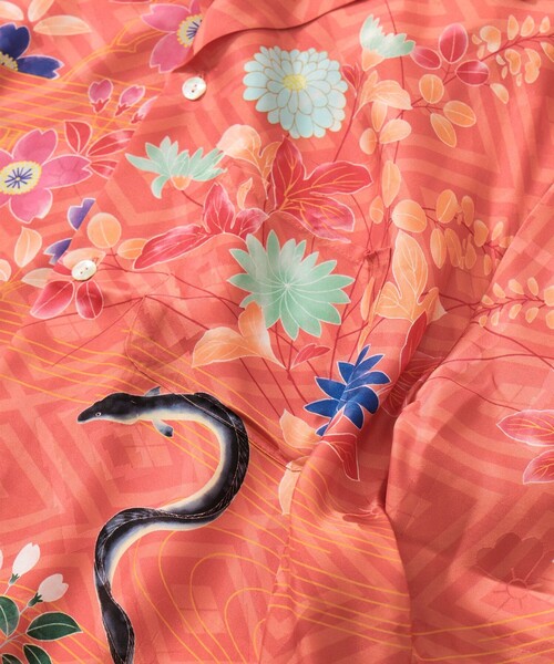 NIPOALOHA(ニポアロハ)の「【NIPOALOHA/二ポアロハ】SILK CUPRO SHORT SLEEVE ALOHA SHIRT(シャツ/ブラウス・メンズ・オレンジ・2/3/4)」の3枚目の写真