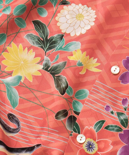 NIPOALOHA(ニポアロハ)の「【NIPOALOHA/二ポアロハ】SILK CUPRO SHORT SLEEVE ALOHA SHIRT(シャツ/ブラウス・メンズ・オレンジ・2/3/4)」の2枚目の写真