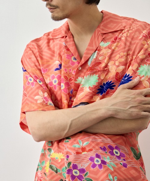 NIPOALOHA(ニポアロハ)の「【NIPOALOHA/二ポアロハ】SILK CUPRO SHORT SLEEVE ALOHA SHIRT(シャツ/ブラウス・メンズ・オレンジ・2/3/4)」の6枚目の写真