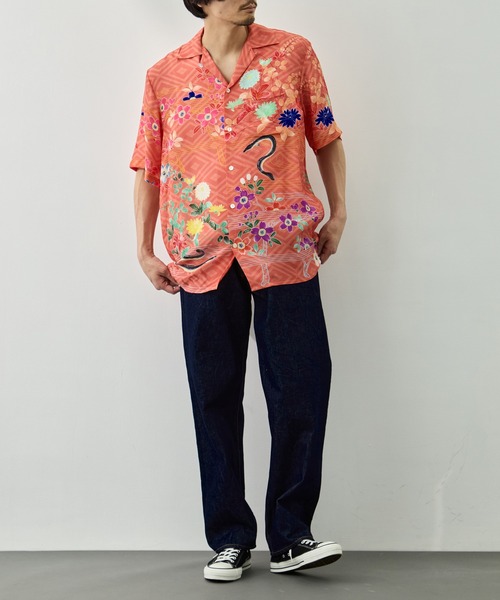 NIPOALOHA(ニポアロハ)の「【NIPOALOHA/二ポアロハ】SILK CUPRO SHORT SLEEVE ALOHA SHIRT(シャツ/ブラウス・メンズ・オレンジ・2/3/4)」の5枚目の写真