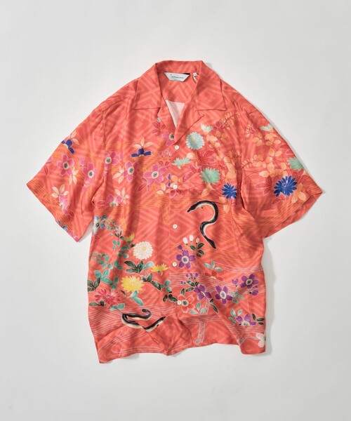 NIPOALOHA(ニポアロハ)の「【NIPOALOHA/二ポアロハ】SILK CUPRO SHORT SLEEVE ALOHA SHIRT(シャツ/ブラウス・メンズ・オレンジ・2/3/4)」の4枚目の写真