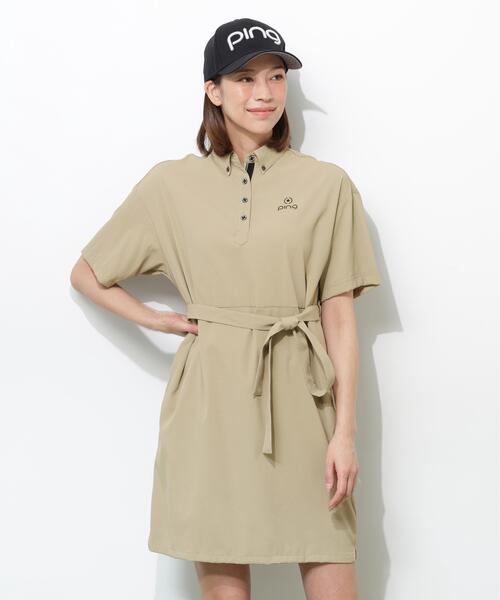 PING（ピン）の「【PING APPAREL】全方向ストレッチサッカーワンピース ＜GOLD＞ (LADIES)（ワンピース・レディース・ブラック/ホワイト/イエロー/ベージュ・M/S/LL/L/XS）」の3枚目の写真