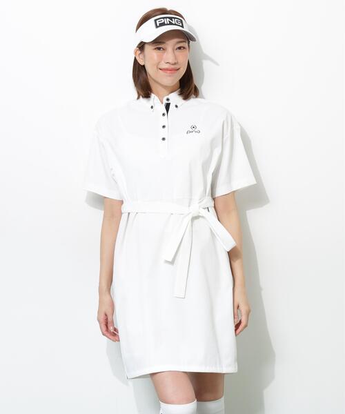 PING（ピン）の「【PING APPAREL】全方向ストレッチサッカーワンピース ＜GOLD＞ (LADIES)（ワンピース・レディース・ブラック/ホワイト/イエロー/ベージュ・M/S/LL/L/XS）」の2枚目の写真