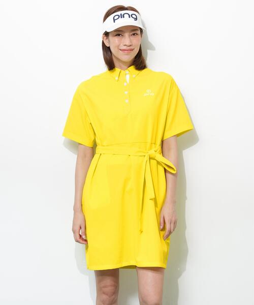 PING（ピン）の「【PING APPAREL】全方向ストレッチサッカーワンピース ＜GOLD＞ (LADIES)（ワンピース・レディース・ブラック/ホワイト/イエロー/ベージュ・M/S/LL/L/XS）」の4枚目の写真