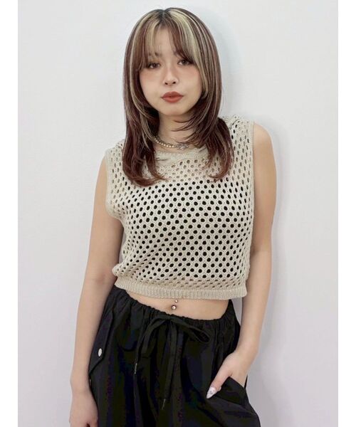 EVRIS(エヴリス)の「スカシアミフードニットトップス(ニット/セーター・レディース・ブラック/ピンク/ベージュ・FREE)」の2枚目の写真