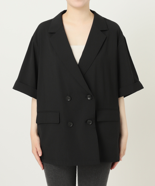 JOURNAL STANDARD relume（ジャーナルスタンダード　レリューム）の「［吸水速乾 / 洗濯機洗い可］NATURAL FLAX ハーフスリーブジャケット（テーラードジャケット・レディース・ブラック/ベージュ・FREE）」の15枚目の写真