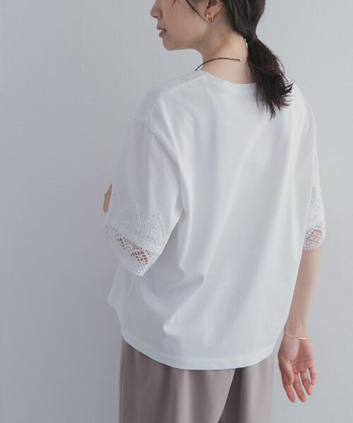 URBAN RESEARCH DOORS（アーバンリサーチドアーズ）の「レーススリーブTシャツ（Tシャツ/カットソー・レディース・ネイビー/ブラウン/オフホワイト・FREE）」の6枚目の写真