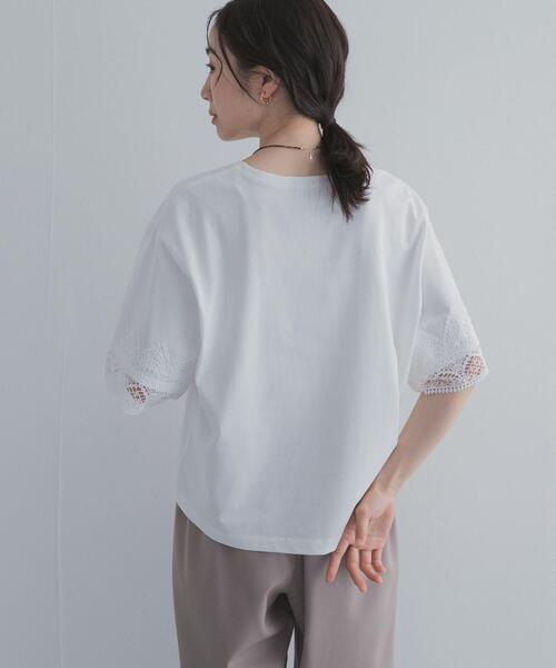 URBAN RESEARCH DOORS（アーバンリサーチドアーズ）の「レーススリーブTシャツ（Tシャツ/カットソー・レディース・ネイビー/ブラウン/オフホワイト・FREE）」の7枚目の写真