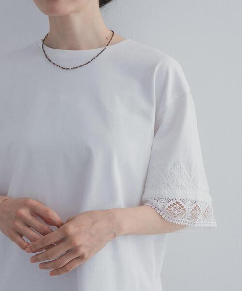 URBAN RESEARCH DOORS（アーバンリサーチドアーズ）の「レーススリーブTシャツ（Tシャツ/カットソー・レディース・ネイビー/ブラウン/オフホワイト・FREE）」の9枚目の写真