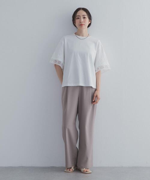 URBAN RESEARCH DOORS（アーバンリサーチドアーズ）の「レーススリーブTシャツ（Tシャツ/カットソー・レディース・ネイビー/ブラウン/オフホワイト・FREE）」の10枚目の写真