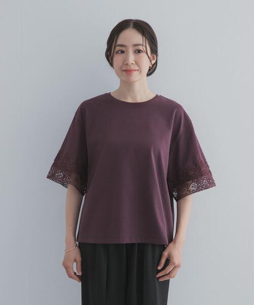 URBAN RESEARCH DOORS（アーバンリサーチドアーズ）の「レーススリーブTシャツ（Tシャツ/カットソー・レディース・ネイビー/ブラウン/オフホワイト・FREE）」の18枚目の写真