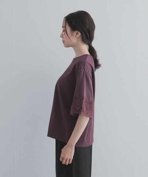 URBAN RESEARCH DOORS（アーバンリサーチドアーズ）の「レーススリーブTシャツ（Tシャツ/カットソー・レディース・ネイビー/ブラウン/オフホワイト・FREE）」の19枚目の写真