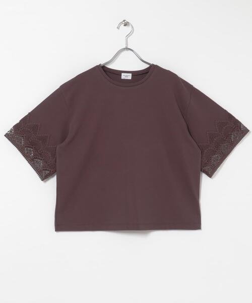 URBAN RESEARCH DOORS（アーバンリサーチドアーズ）の「レーススリーブTシャツ（Tシャツ/カットソー・レディース・ネイビー/ブラウン/オフホワイト・FREE）」の21枚目の写真