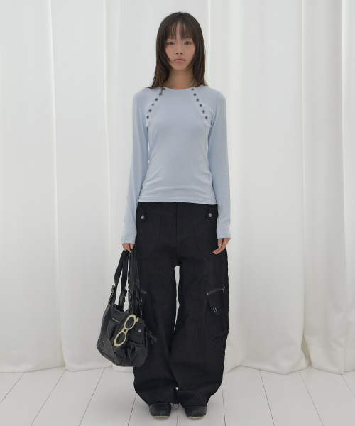 FANCY CLUB(ファンシークラブ)の「ムーブボタンロングスリーブ (スカイブルー) F26QB048(Tシャツ/カットソー・レディース・その他・ONE)」の3枚目の写真