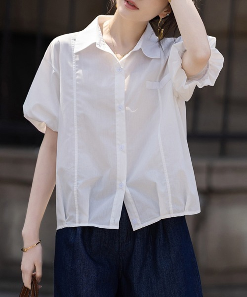 ONEP STAR(ワンピスター)の「リラックスフィットシャツ(シャツ/ブラウス・レディース・ホワイト・X-LARGE/LARGE/MEDIUM)」の1枚目の写真