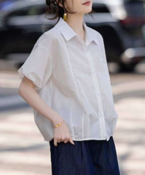 ONEP STAR(ワンピスター)の「リラックスフィットシャツ(シャツ/ブラウス・レディース・ホワイト・X-LARGE/LARGE/MEDIUM)」の3枚目の写真