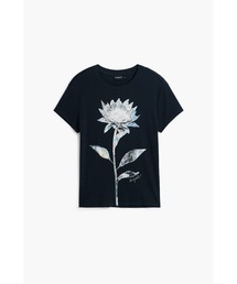 Desigual（デシグアル）の「フラワープリント 半袖Tシャツ 黒【2026-2027年秋冬新作】（Tシャツ/カットソー）」