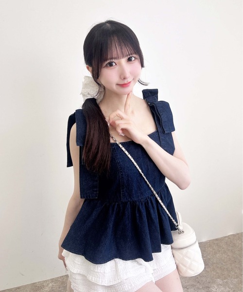 INGNI(イング)の「肩リボンデニムペプラムブラウス(シャツ/ブラウス・レディース・ブルー系その他/ブルー系その他3/ブルー系その他4・M)」の3枚目の写真