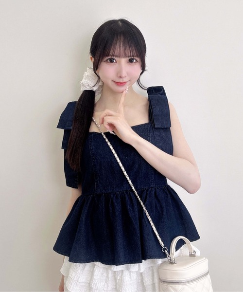 INGNI(イング)の「肩リボンデニムペプラムブラウス(シャツ/ブラウス・レディース・ブルー系その他/ブルー系その他3/ブルー系その他4・M)」の17枚目の写真