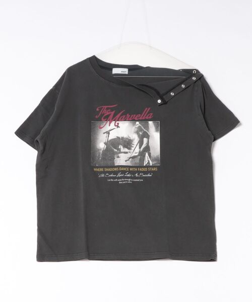 ANAP(アナップ)の「ピグメント加工 スナップボタン 2WAY オーバーサイズ Tシャツ(Tシャツ/カットソー・レディース・ベージュ系その他/ダークアッシュ・F)」の13枚目の写真