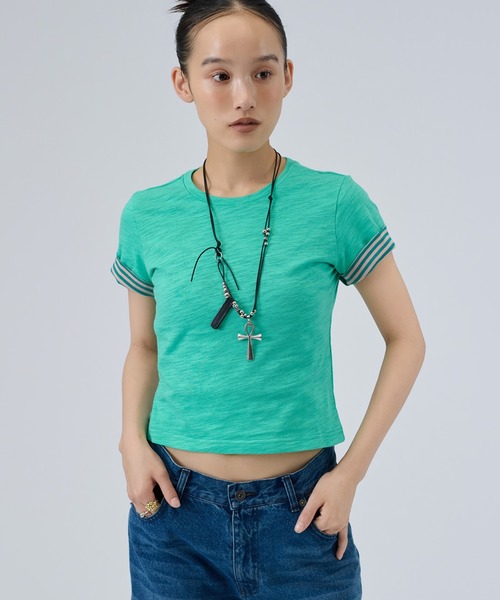 FTW(エフティダブリュー)の「SLUB LAYERED TEE(Tシャツ/カットソー・レディース・ホワイト/ピンク/ライトグリーン・SMALL/MEDIUM)」の2枚目の写真