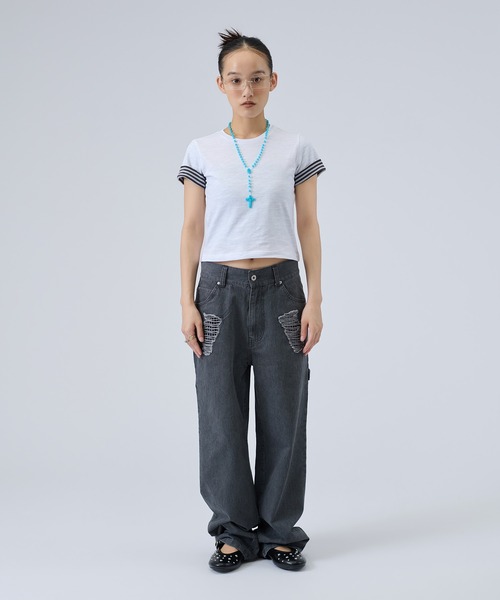 FTW(エフティダブリュー)の「SLUB LAYERED TEE(Tシャツ/カットソー・レディース・ホワイト/ピンク/ライトグリーン・SMALL/MEDIUM)」の12枚目の写真