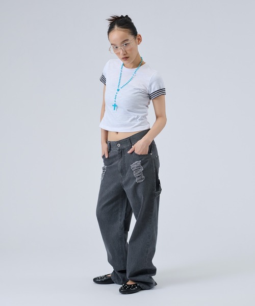 FTW(エフティダブリュー)の「SLUB LAYERED TEE(Tシャツ/カットソー・レディース・ホワイト/ピンク/ライトグリーン・SMALL/MEDIUM)」の11枚目の写真
