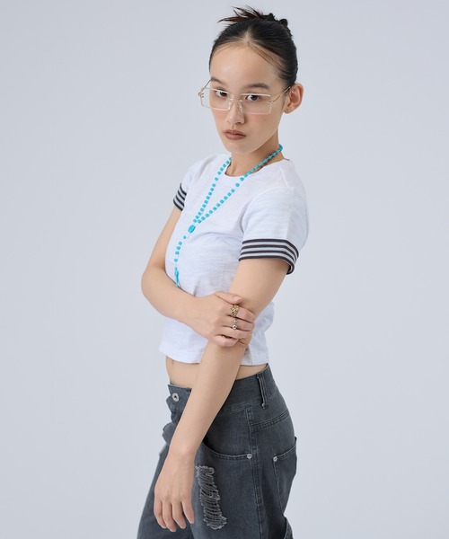 FTW(エフティダブリュー)の「SLUB LAYERED TEE(Tシャツ/カットソー・レディース・ホワイト/ピンク/ライトグリーン・SMALL/MEDIUM)」の7枚目の写真