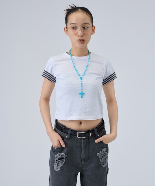 FTW(エフティダブリュー)の「SLUB LAYERED TEE(Tシャツ/カットソー・レディース・ホワイト/ピンク/ライトグリーン・SMALL/MEDIUM)」の8枚目の写真